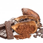 Cocoa and chocolate isolated on a white